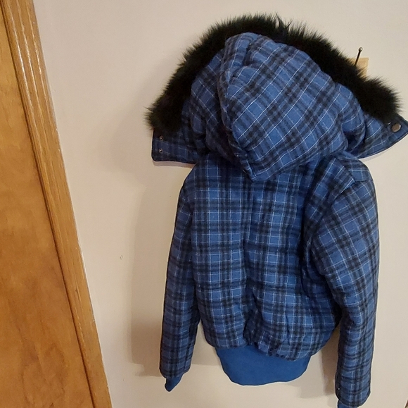 Wool blend jacket with real fur hood size S - Picture 6 of 8